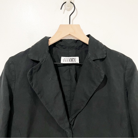 Maison Martin Margiela Black Cotton & Linen Button Front Blazer Jacket Size 40 - Picture 11 of 12
